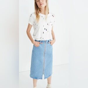 Madewell Denim Skirt Women’s Size 30 Blue Front Zip High Waist Cotton Blend
